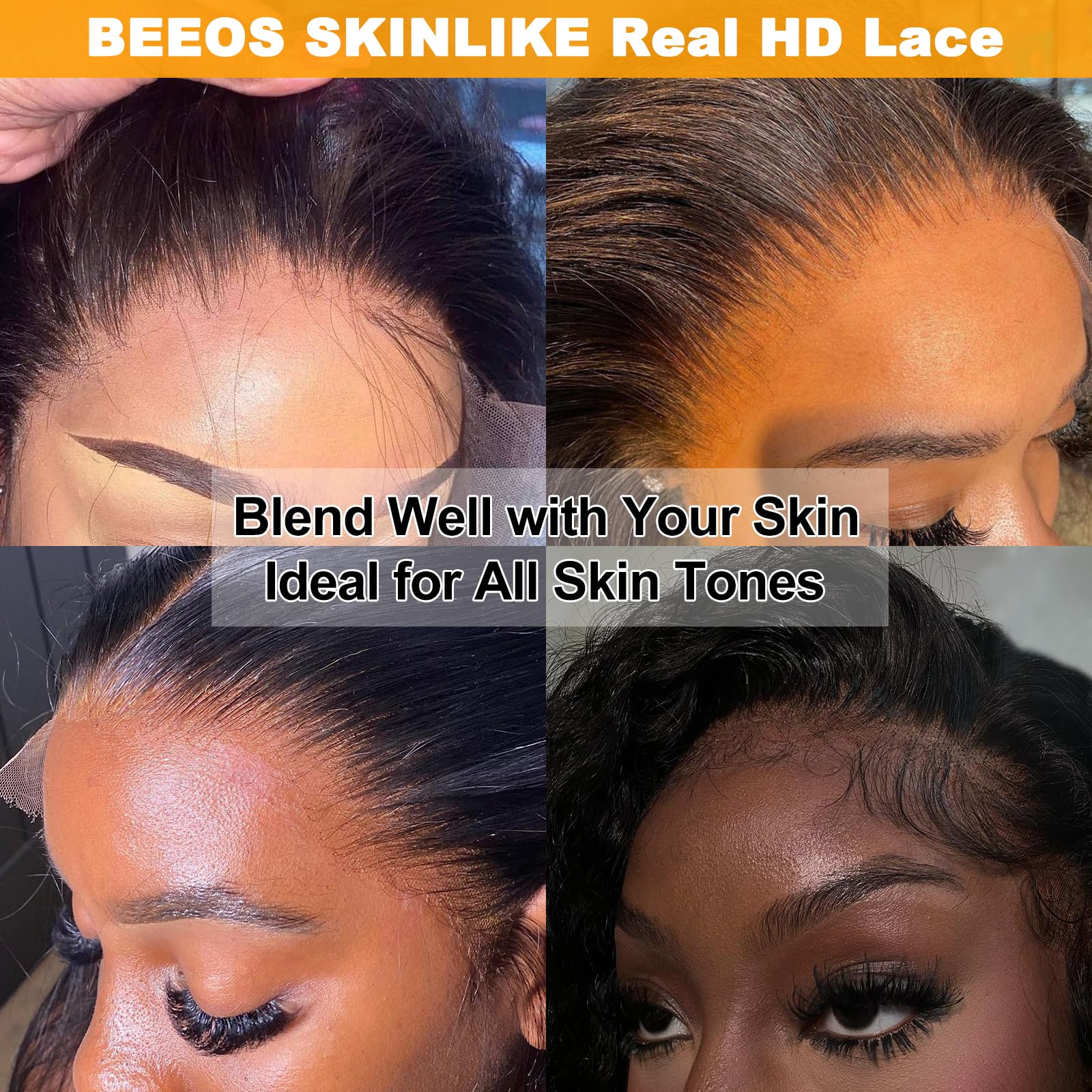BEEOS 16-inch closure provides a full, natural parting area for wigs.