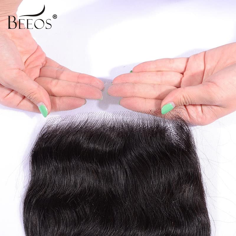 BEEOS natural black remy hair closeup with smooth shine.