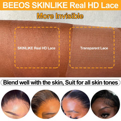 BEEOS natural hairline with pre-plucked, bleached knots for a realistic scalp look.
