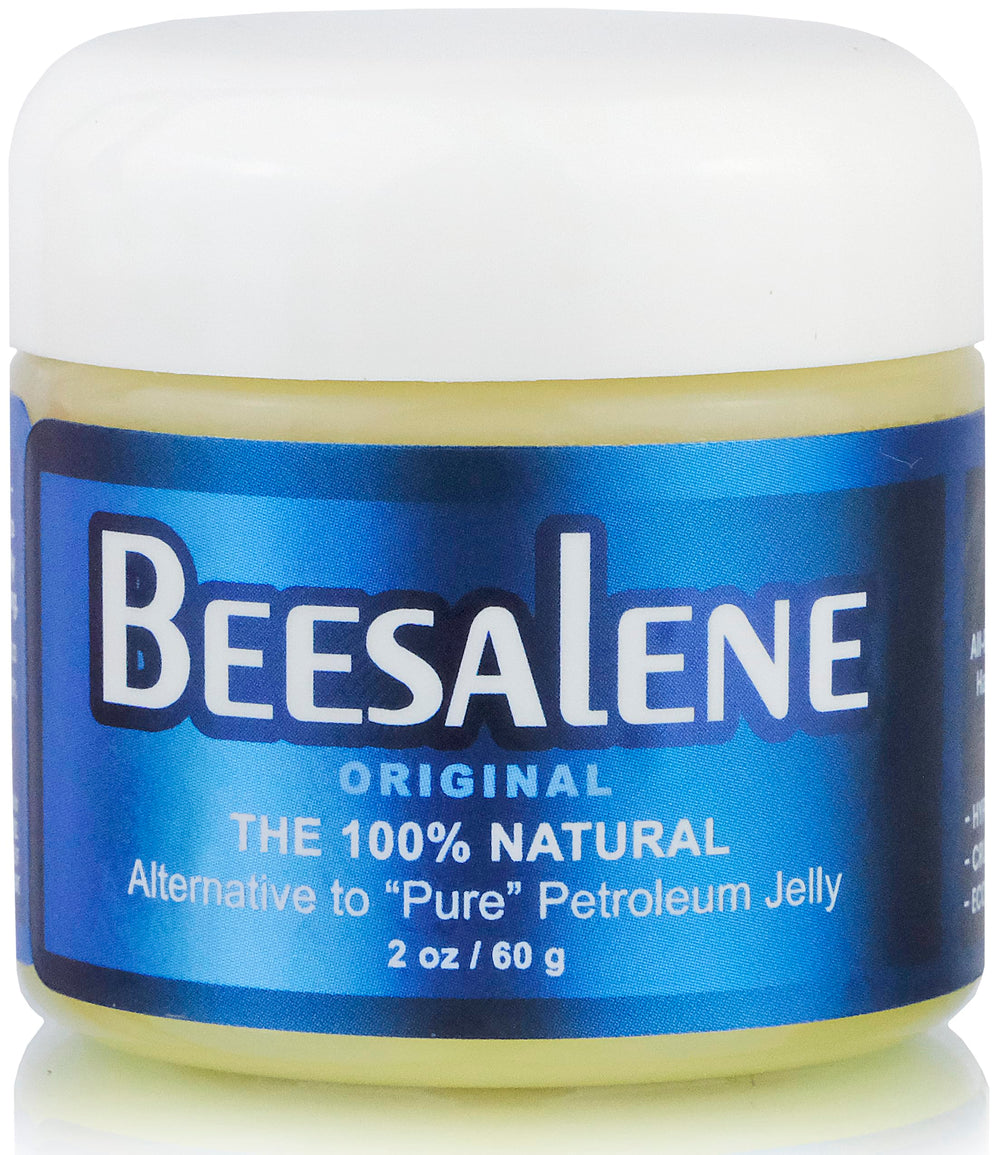 Beesaluxe Beesalene Original 2oz jar closeup showing natural, non-greasy moisture.