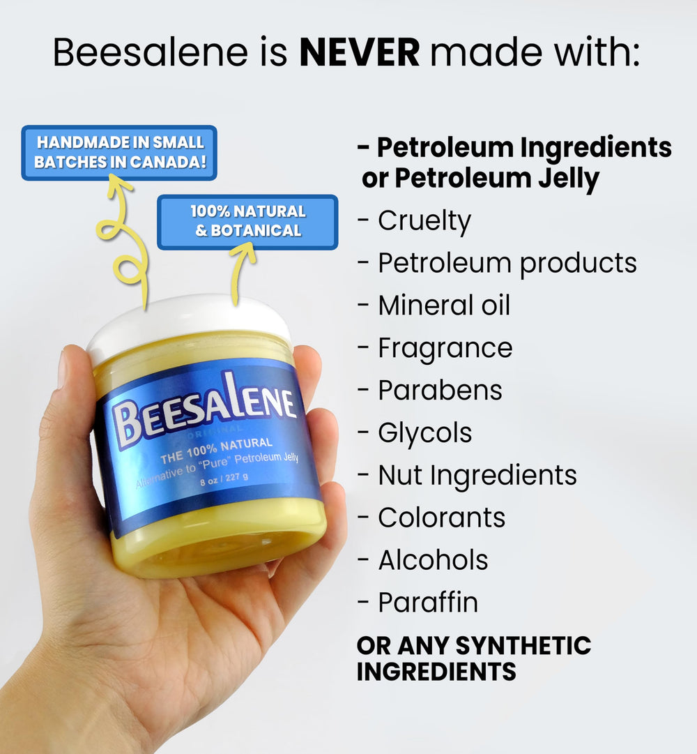 Beesaluxe Beesalene Original label highlights natural, petroleum-free formula.