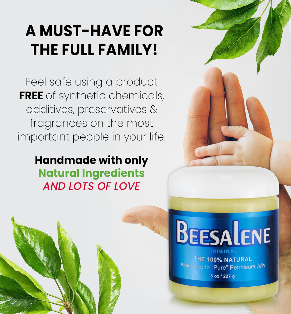 Beesaluxe Beesalene Original lip care demonstrates soothing, petroleum-free moisture.