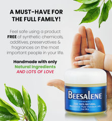 Beesaluxe Beesalene Original makeup remover use demonstrates gentle cleansing for skin.