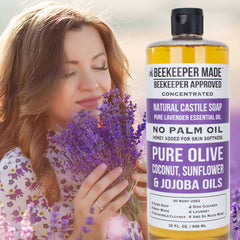 Beessential Beekeeper Castile Soap no palm oil label highlights eco-friendly choice.