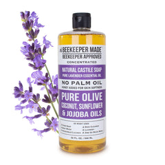 Beessential Beekeeper Castile Soap olive oil pour for gentle cleansing.