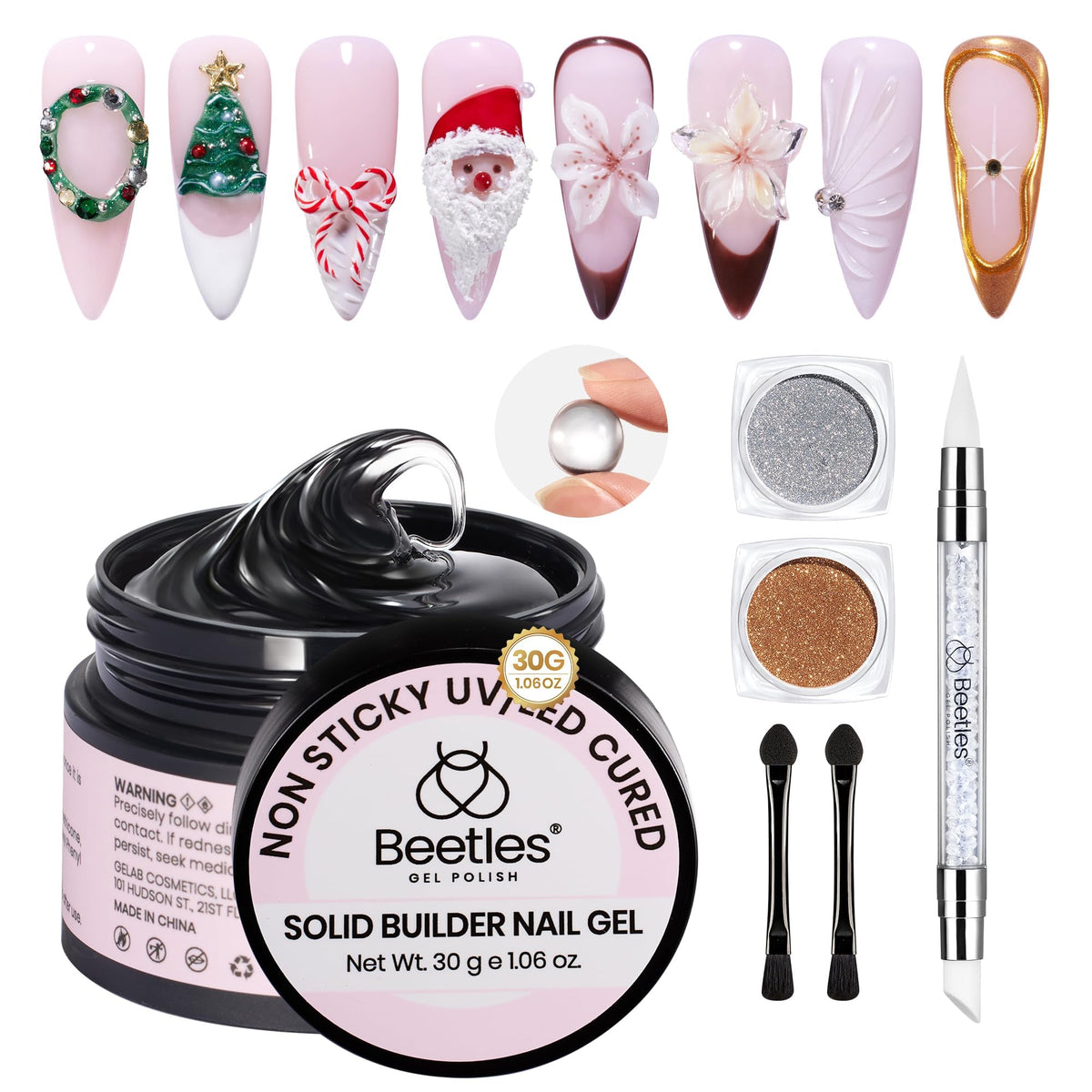 Beetles 3D gel nail art kit crystal orb 1oz bottle for durable sculpted nails