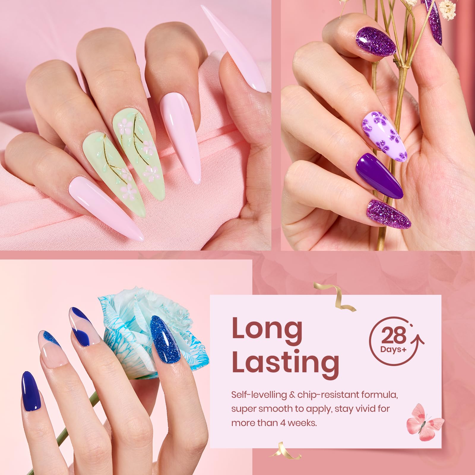 Beetles 5D Flower Nail Art Stickers enable elegant floral accents.