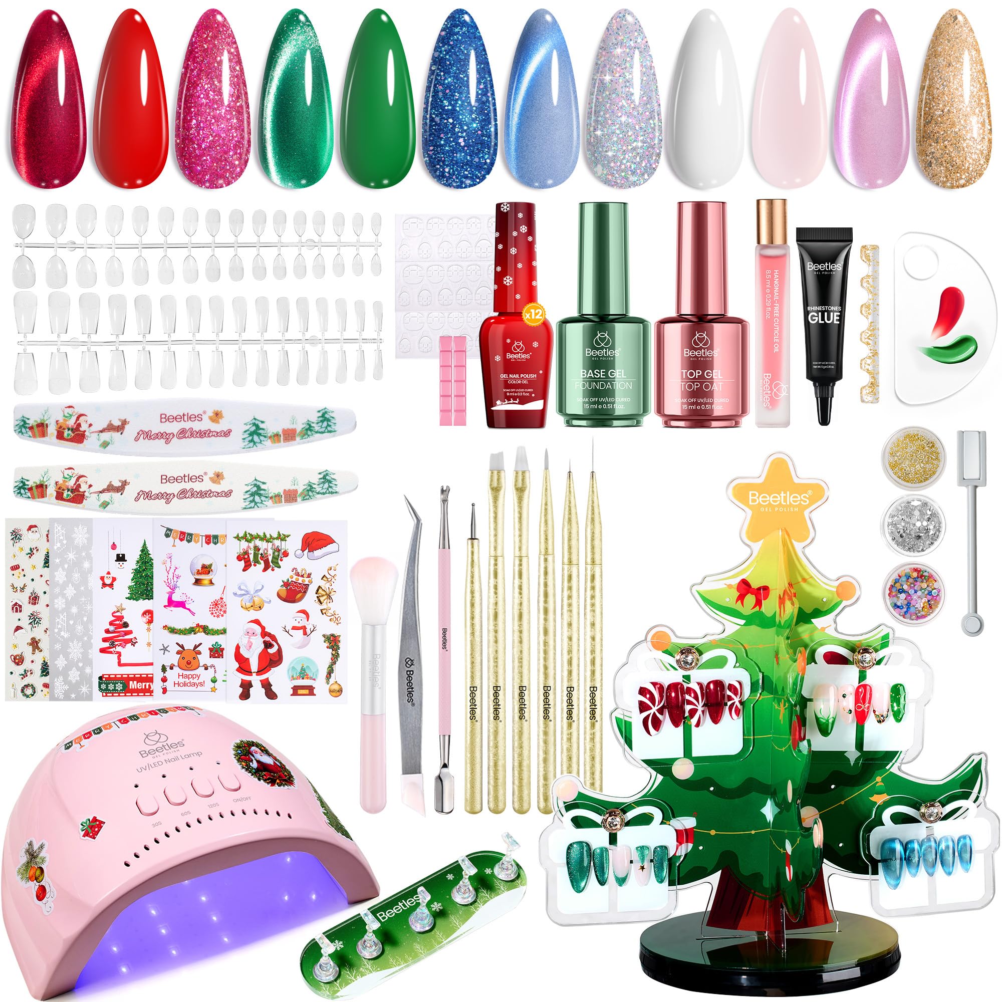Beetles 67Pcs gel nail kit with UV light for at-home salon results.