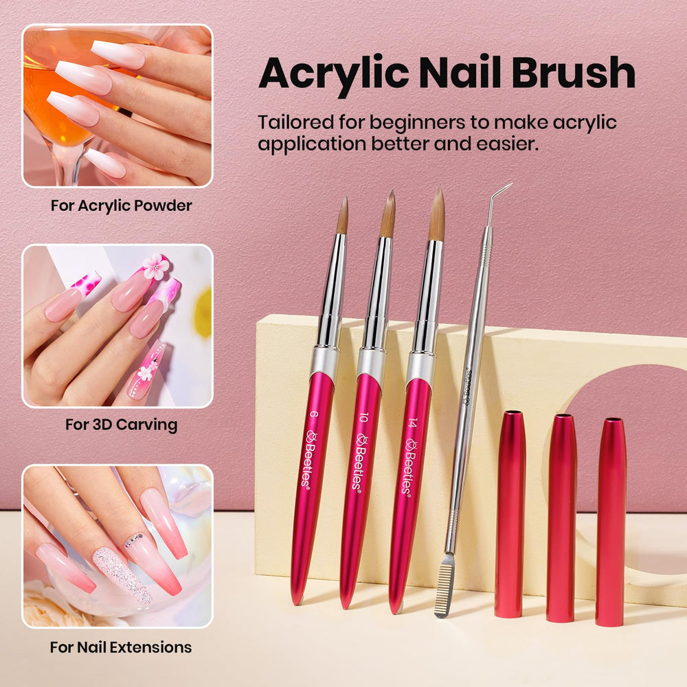 Beetles Acrylic Nail Brush Size 10 for medium coverage and smooth beads.