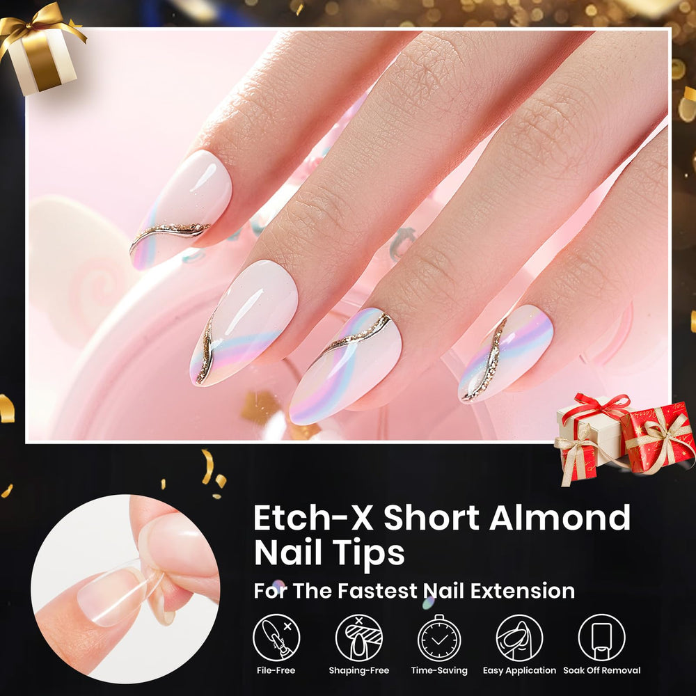 Beetles Almond nail tips durable coverage for extended wear and sturdy extensions.