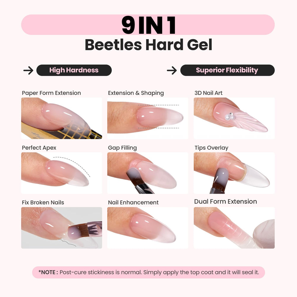 Beetles apex-building gel on extension demonstrates strong adhesion.