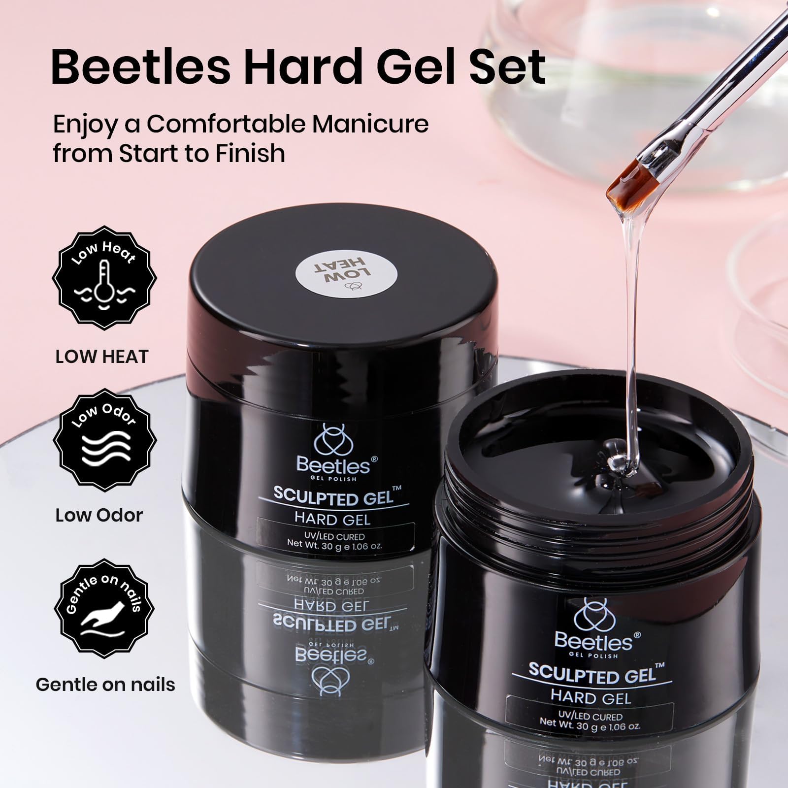 Beetles apex-building gel highlights natural-looking curves and durable extensions