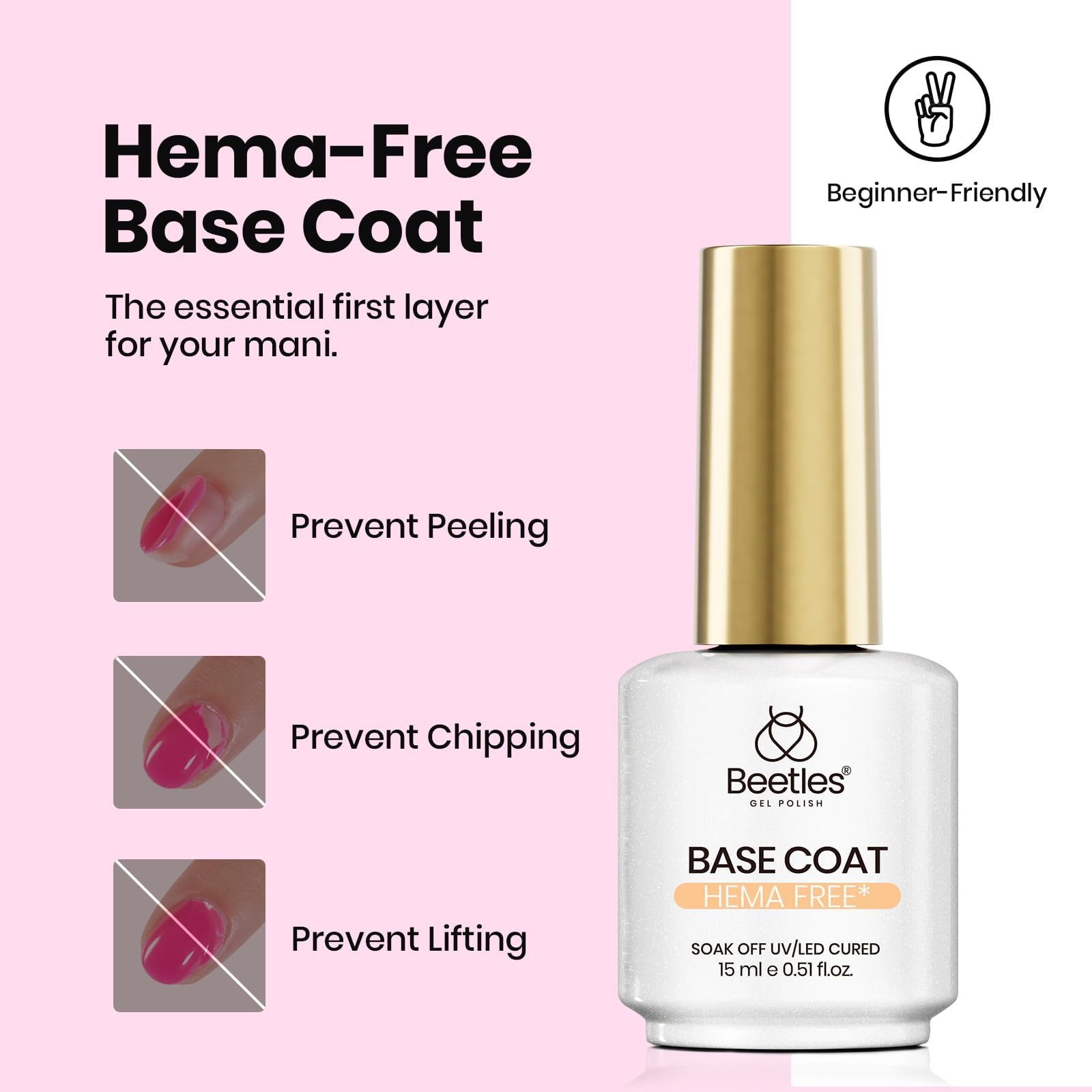 Beetles Base Coat brush swatch shows smooth self-leveling application.