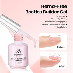 Beetles base coat pink builder gel application provides even foundation for durable nails