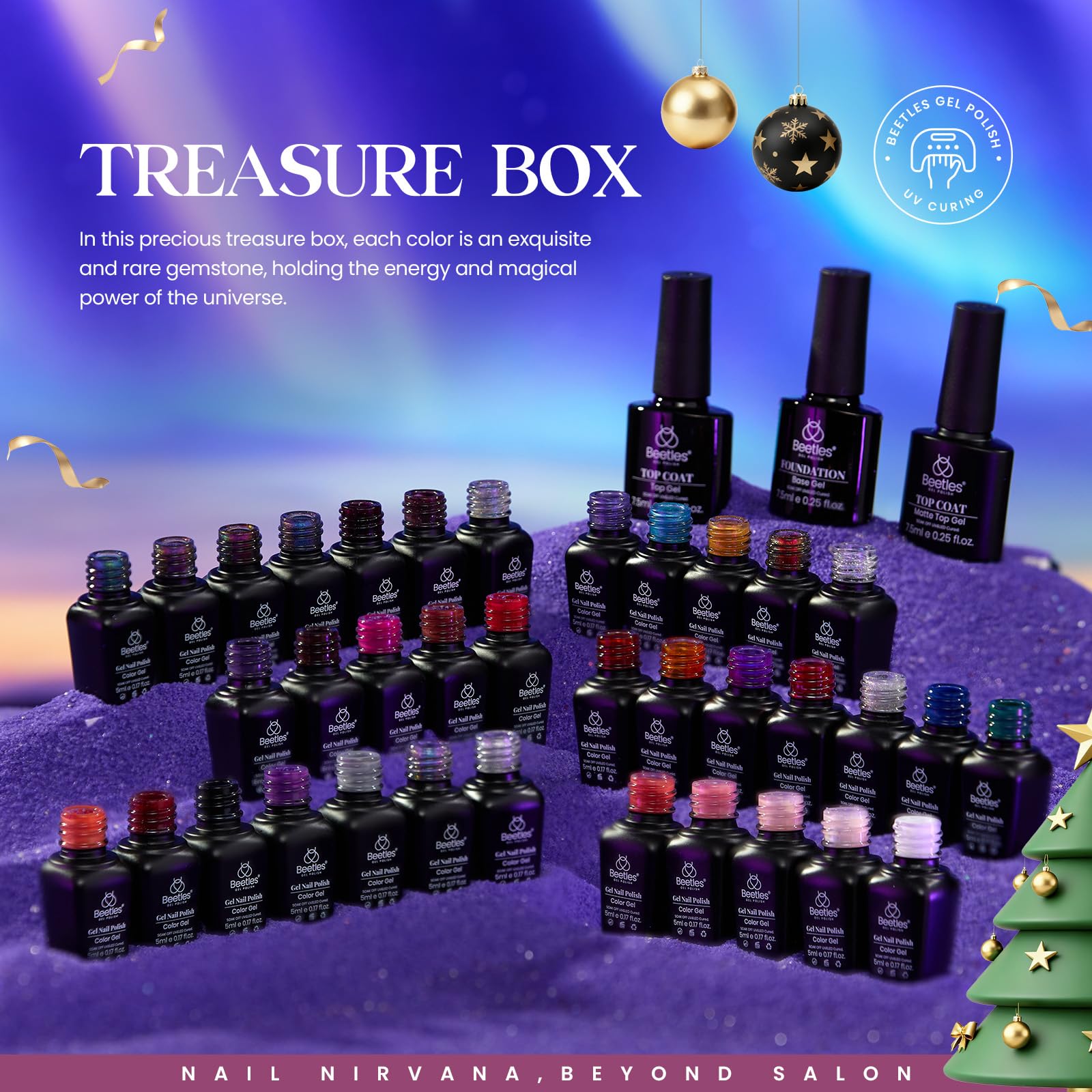 Beetles base and top coat trio for long-lasting gel manicure.