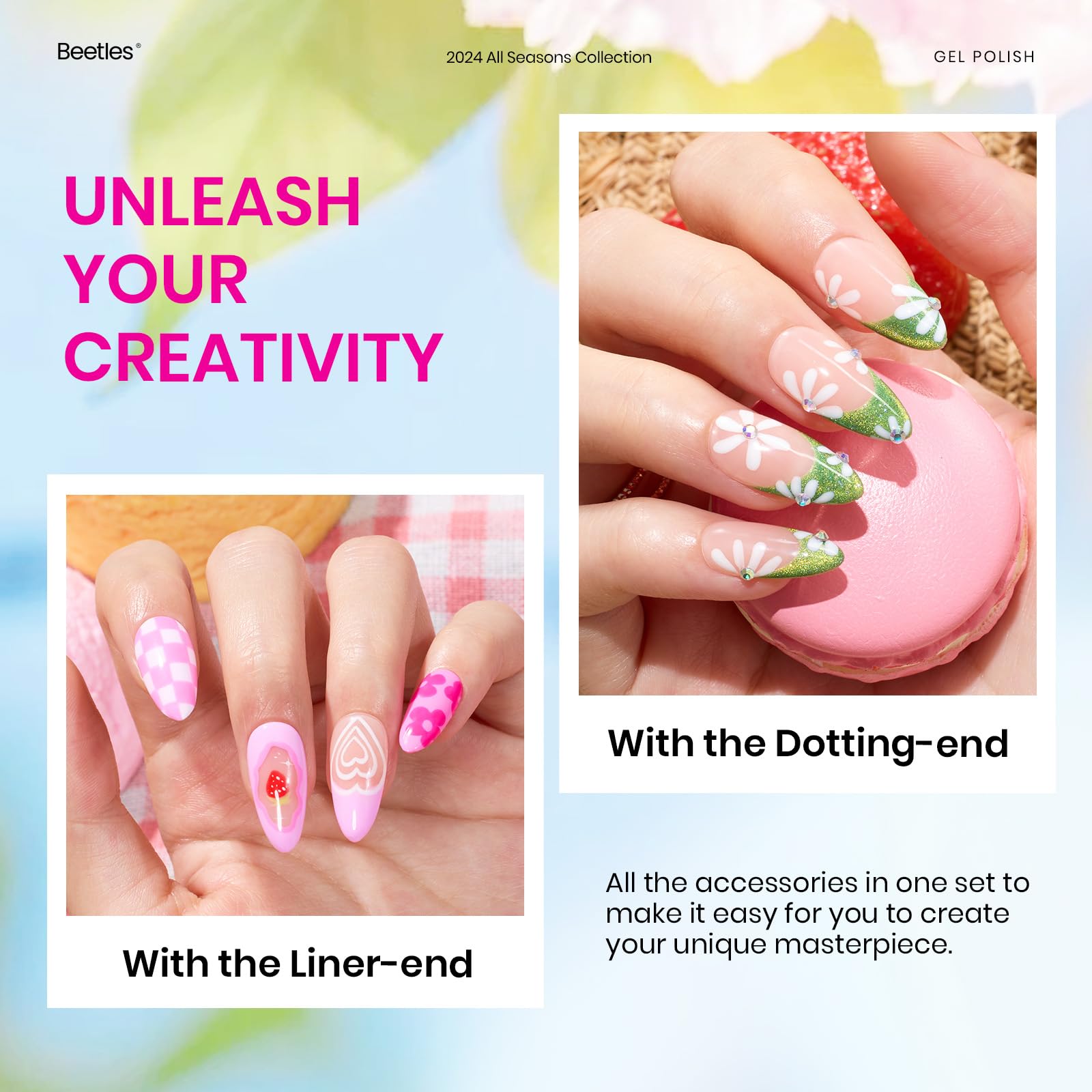 Beetles base top coat no-wipe provides long-lasting shine and smooth finish.