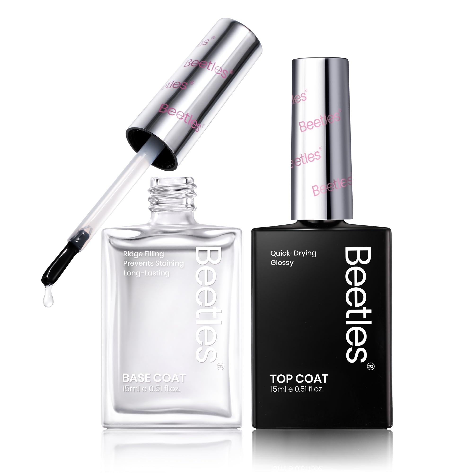 Beetles Gel Polish base top set packaging front shows quick-dry kit for fast nails