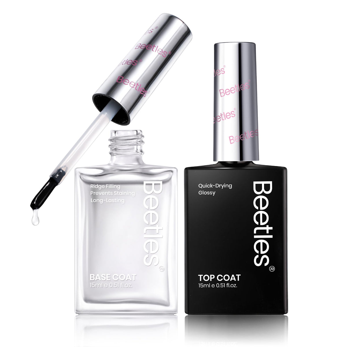 Beetles Gel Polish base top set packaging front shows quick-dry kit for fast nails