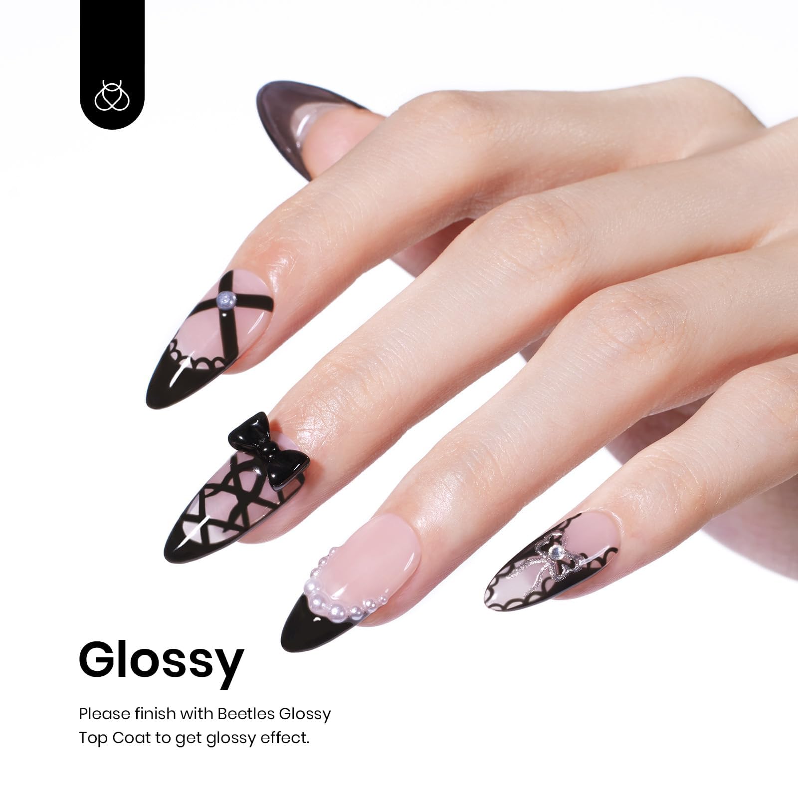 Beetles Audrey Black texture detail highlights rich pigment and smooth application.