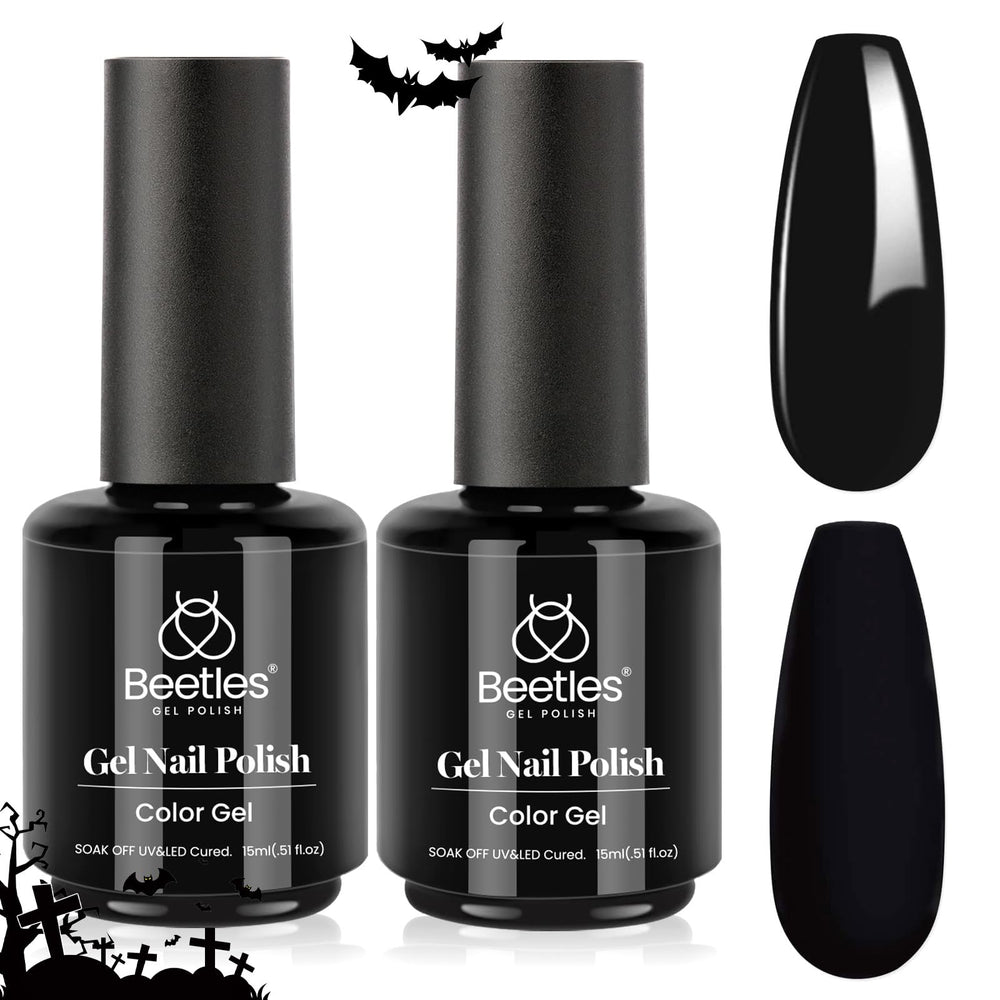 Beetles Black Winter Gel Polish color swatch on nail wheel.