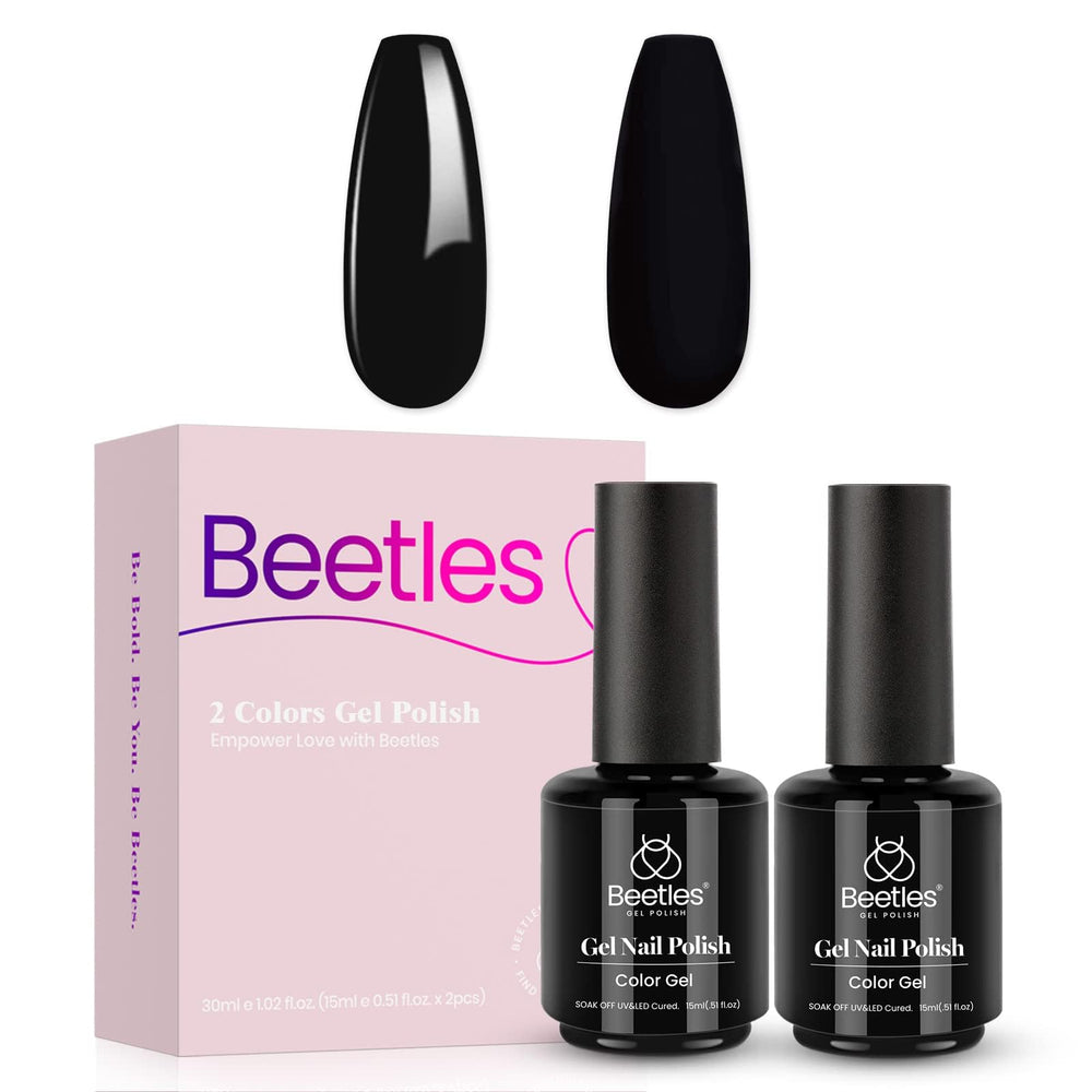 Beetles Black Winter Gel Polish bottle with brush for precise application.