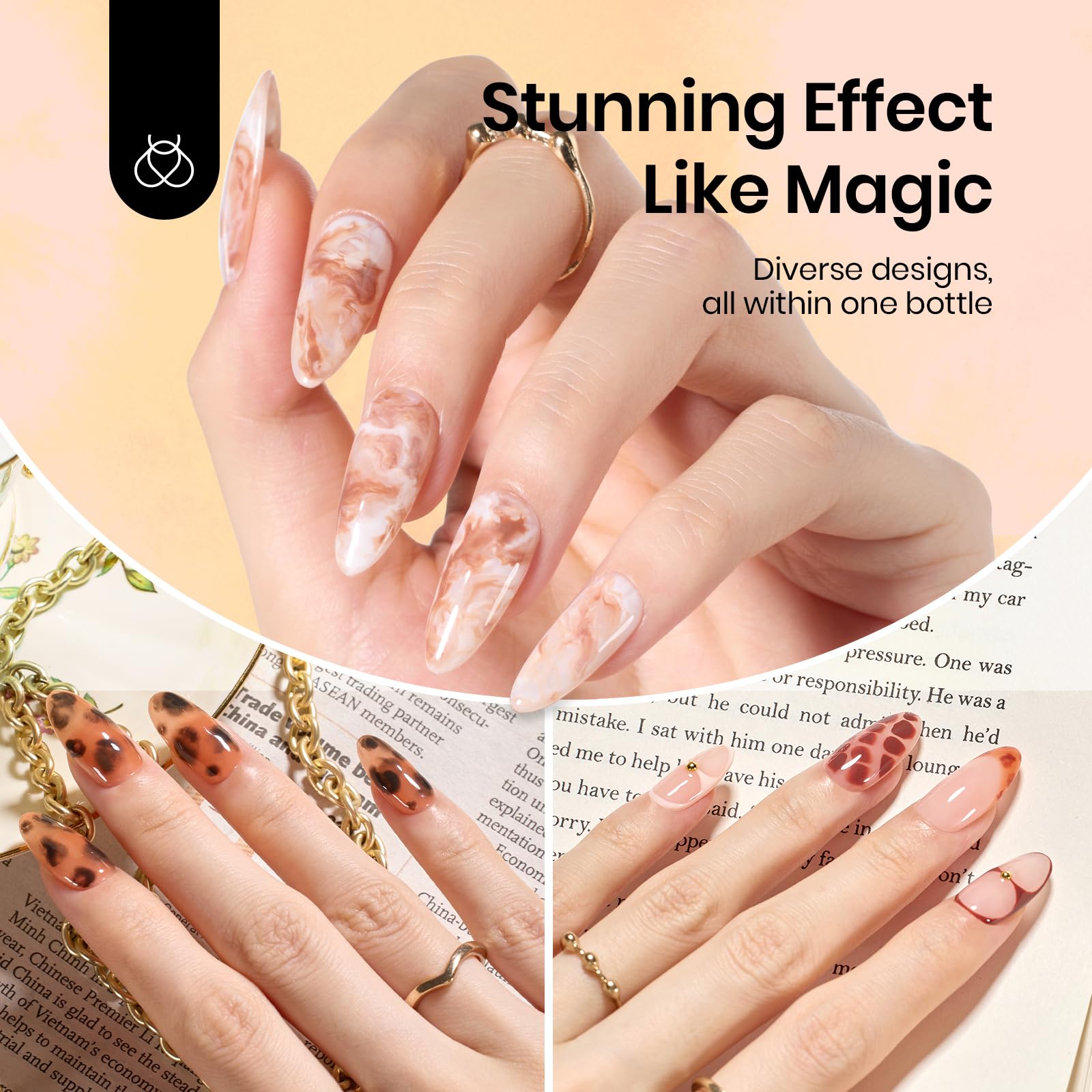 Beetles Blooming Gel marble effect swirl highlights effortless marble nails