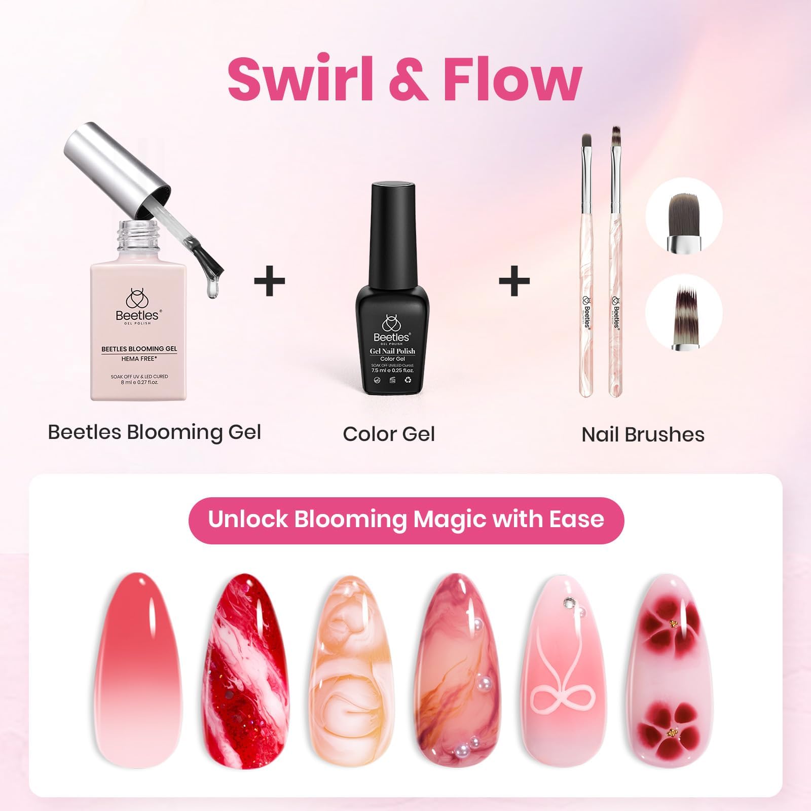Beetles Blooming Oval Brush for precise nail art strokes