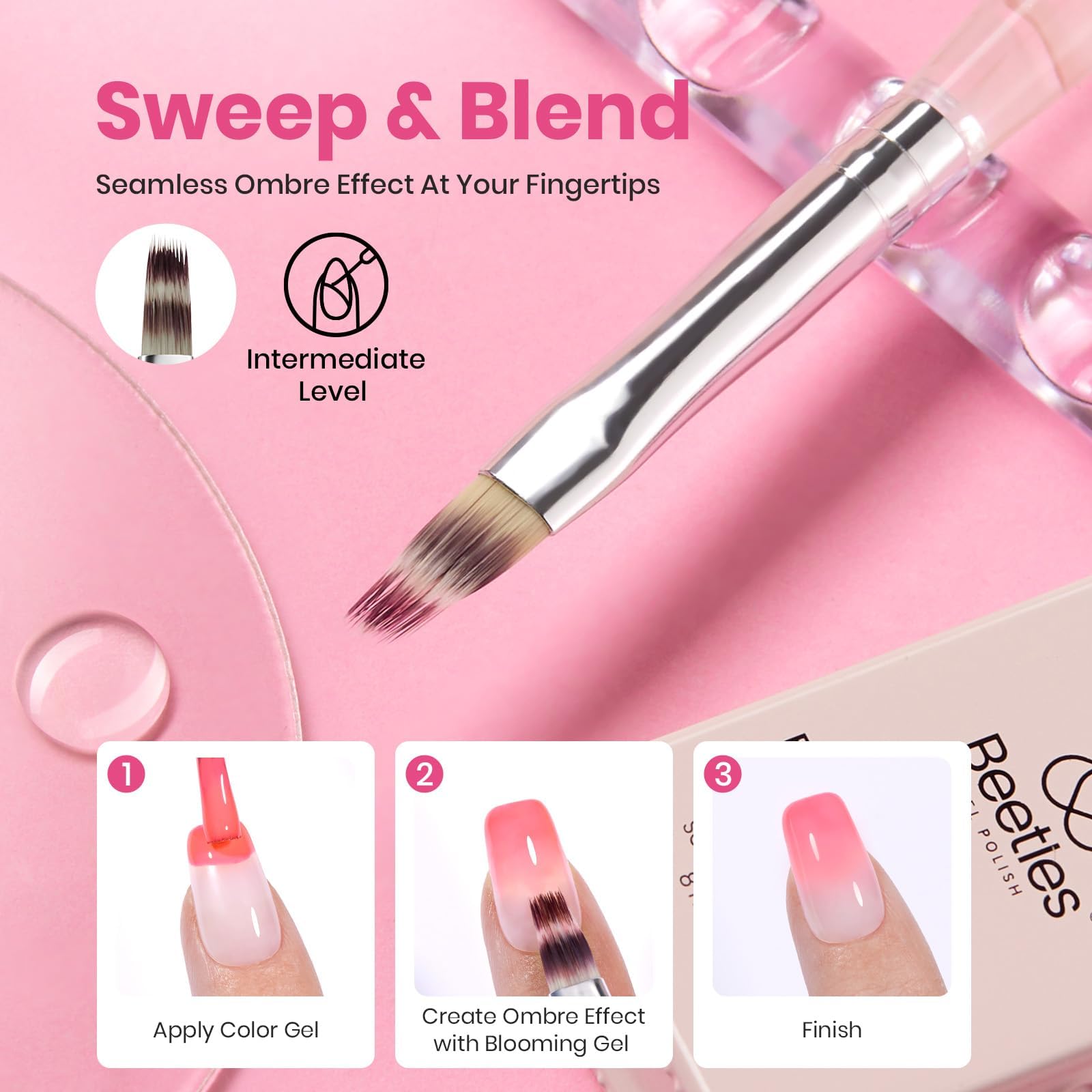 Beetles Blooming Silicone Brush for cleanup and shaping