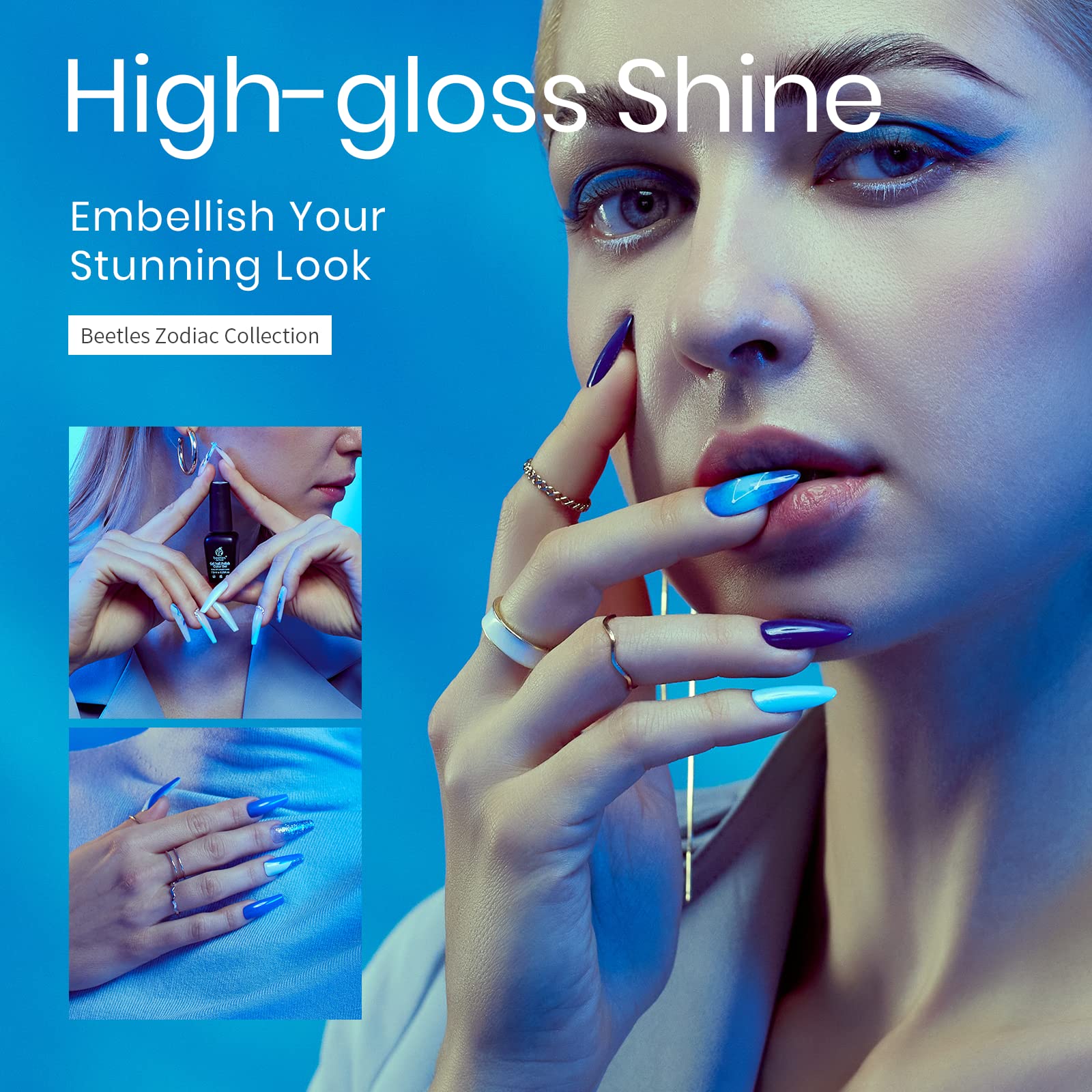 Beetles gel polish bottle with cured finish under lamp showing long-lasting wear potential