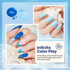 Beetles blue gel polish set mid-tone blue shade for versatile nail art