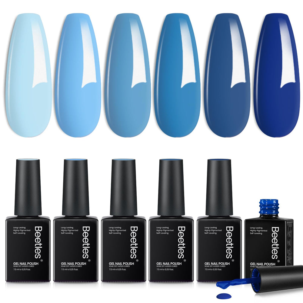 Beetles blue gel polish set compact bottle display for home manicure