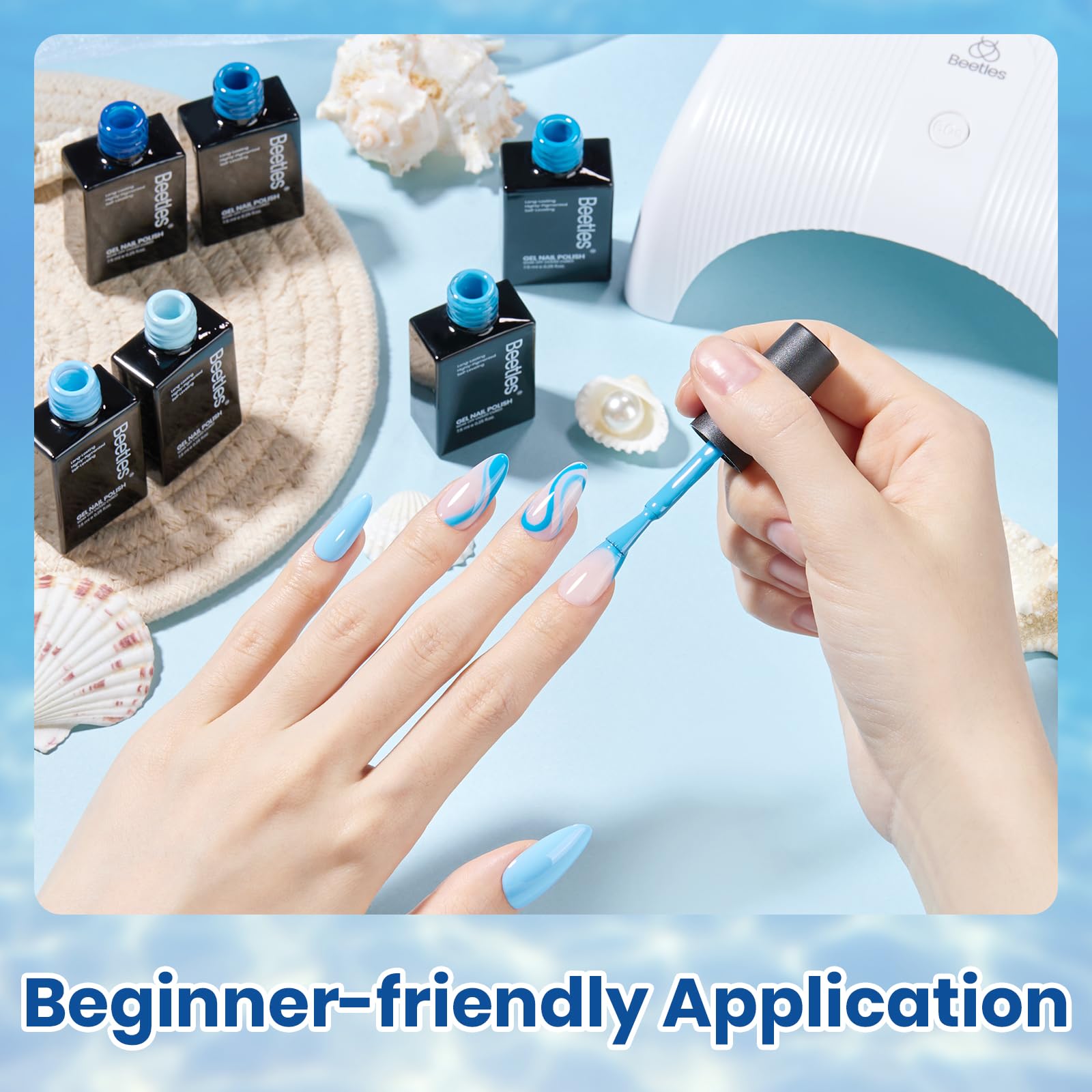 Beetles blue gel polish set vibrant blue shade for bold nails