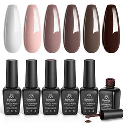 beetles Brown Gel Nail Polish Set coffee brown bottles arranged for rich winter manicures.