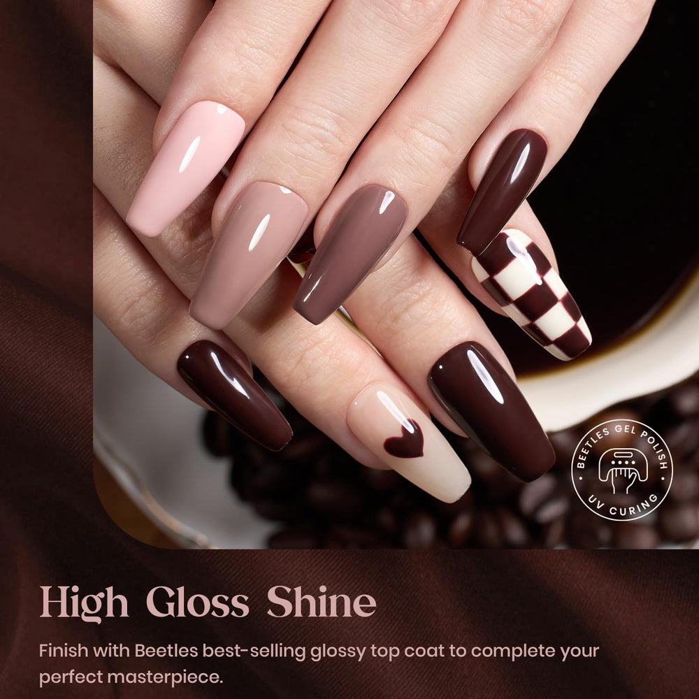 beetles Brown Gel Nail Polish Set nude-pink bottles for soft, versatile neutral looks.