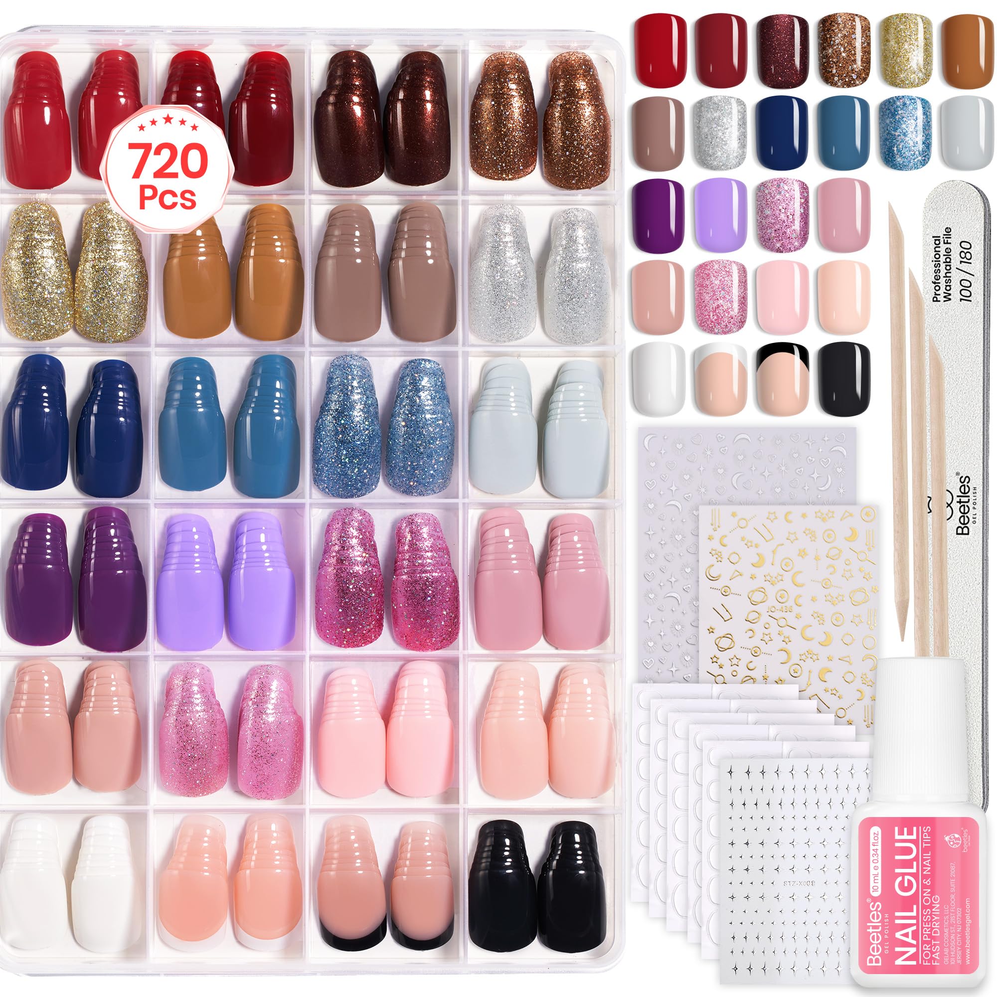Beetles Bubble Pop short-square nails kit for quick, natural-looking manicures.