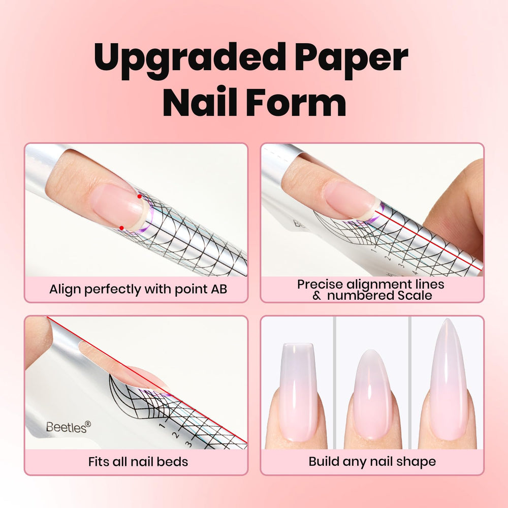 Beetles Builder Gel 100pcs nail forms for versatile nail builds and thickening