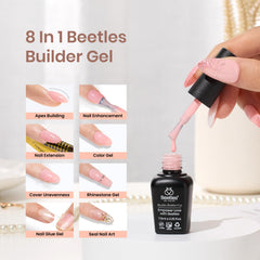 Beetles Builder Gel color swatches illustrating available shades for versatile designs.