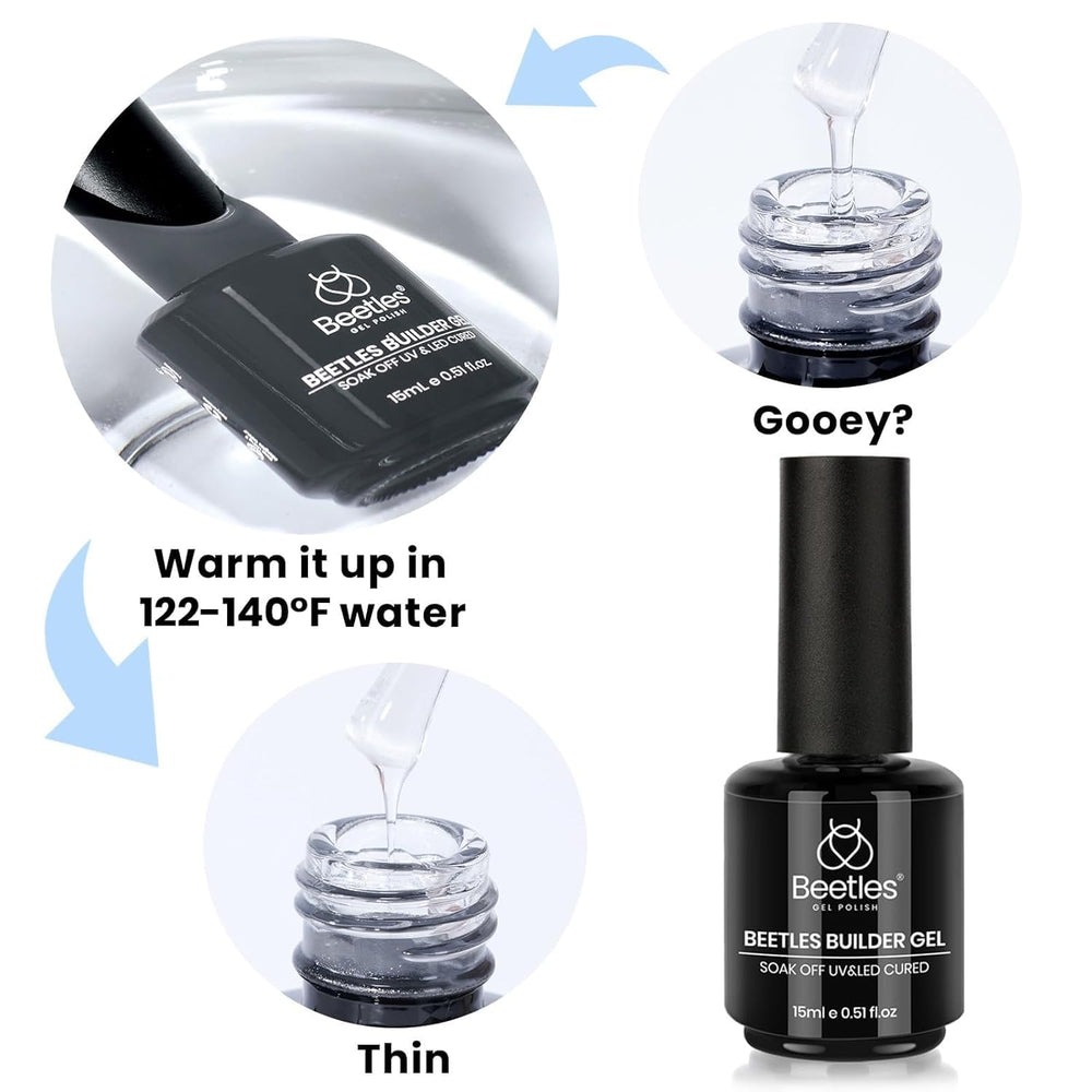 Beetles Builder Gel finished nails with a smooth natural finish.