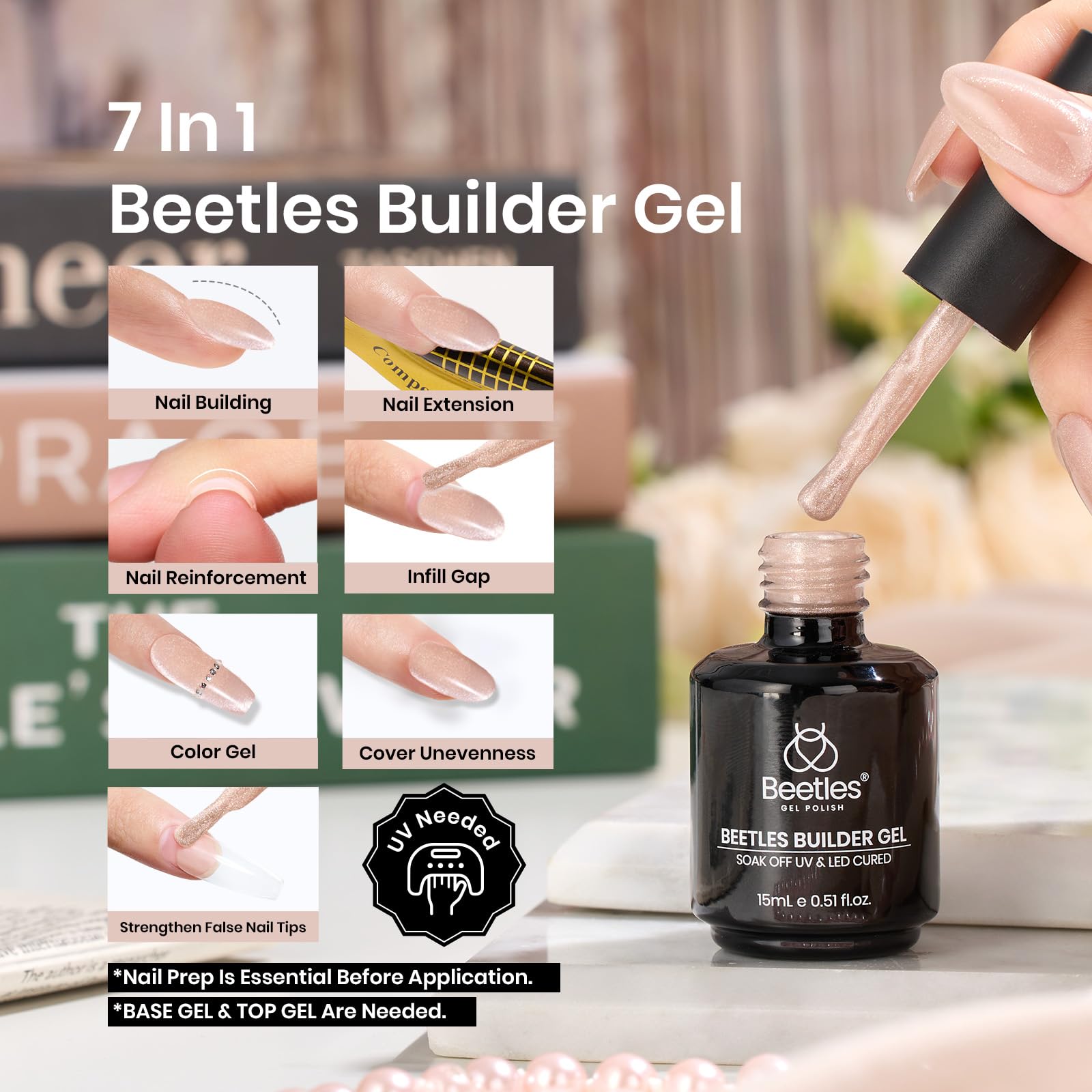 Beetles Builder Gel Kit magnetic cat eye application showing adjustable effects.