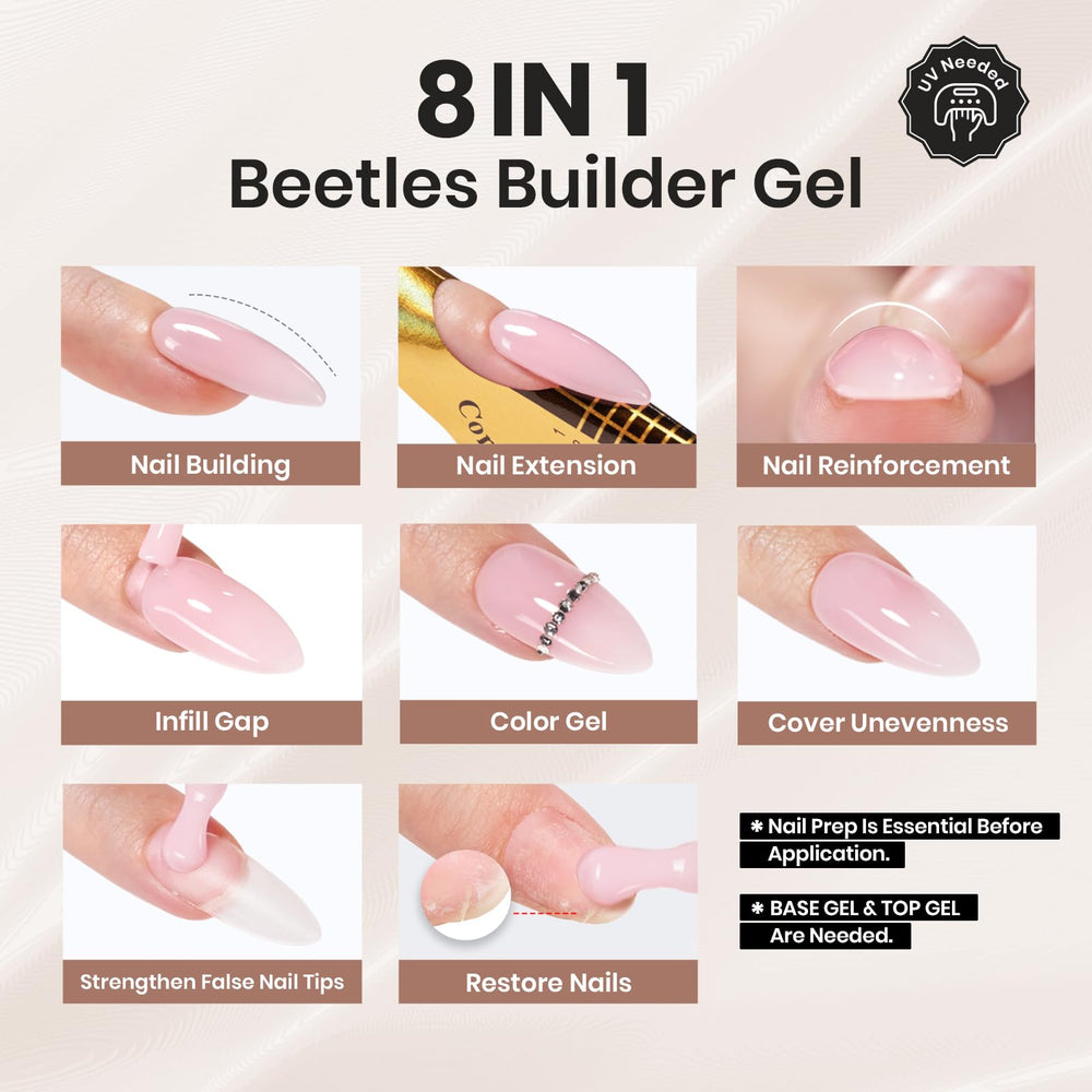 Beetles Builder Gel being used to sculpt nails with precision.