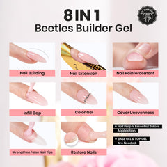 Beetles Builder Gel Set 9mm Brush for precise gel control.