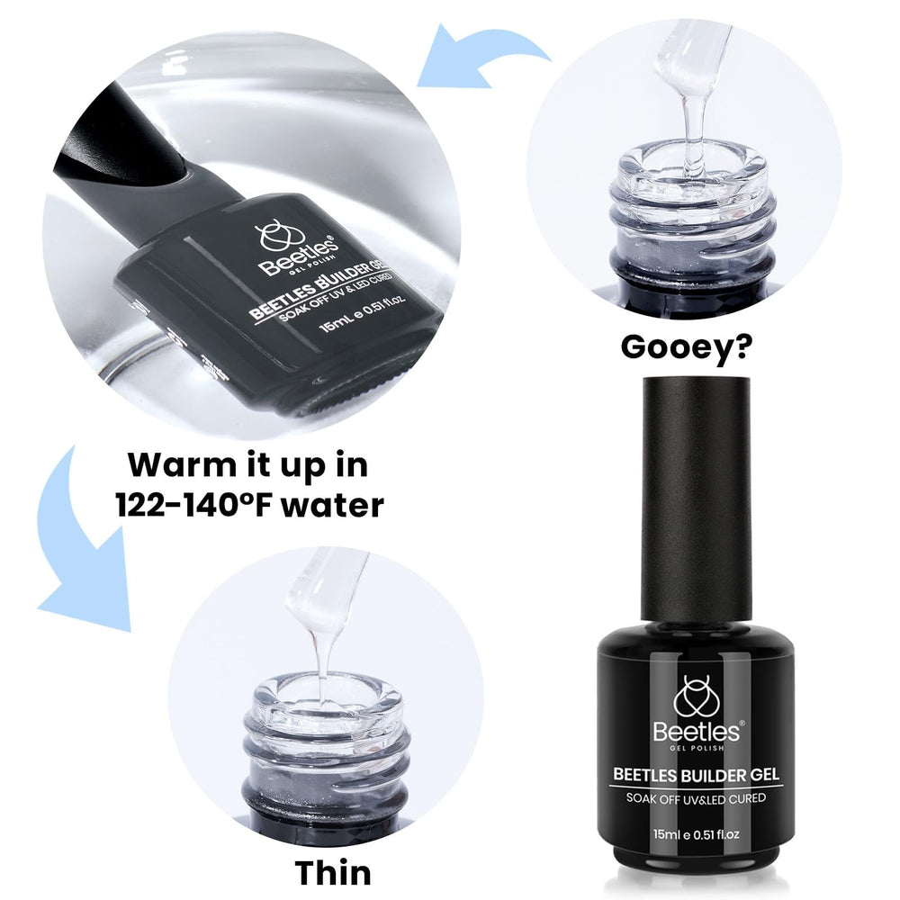 Beetles Builder Gel Set Durable finish without monomer odor or dust.