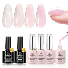Beetles Builder Gel Set with nude shades for versatile nail extensions.