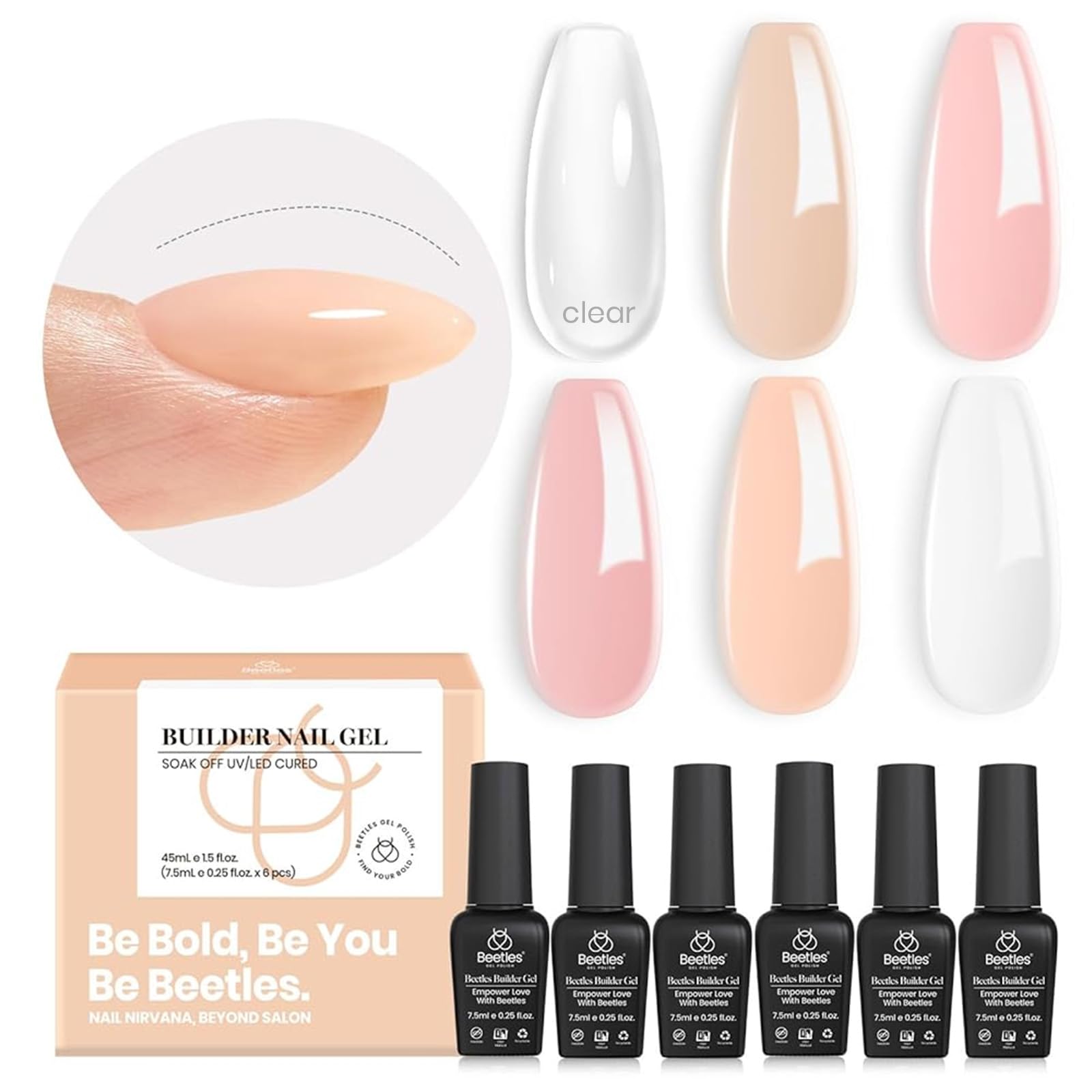 Beetles Builder Gel Set packaging shown for at-home manicure setup.