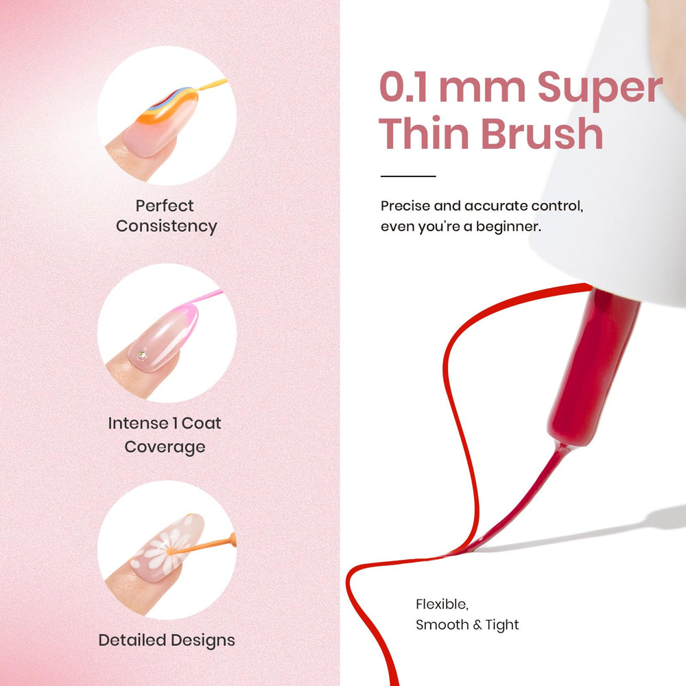 Beetles Built-In Thin Brush Nail Art helps precise lines and quick detailing