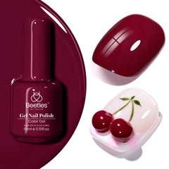 Beetles Burgundy Red Gel Polish bottle shows deep wine shade for long-lasting wear