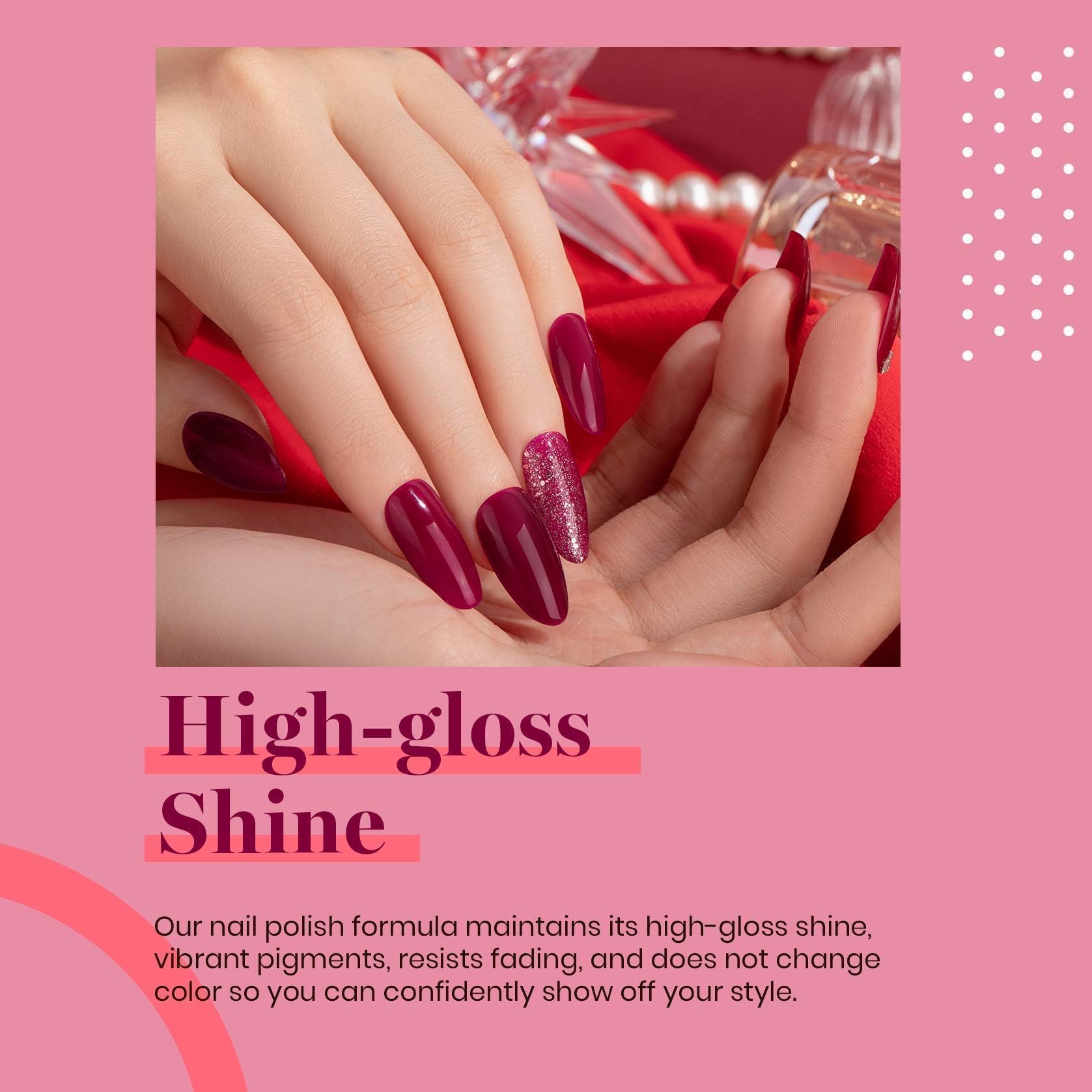 Beetles Burgundy Red gel polish DIY kit image suggests at-home manicure joy