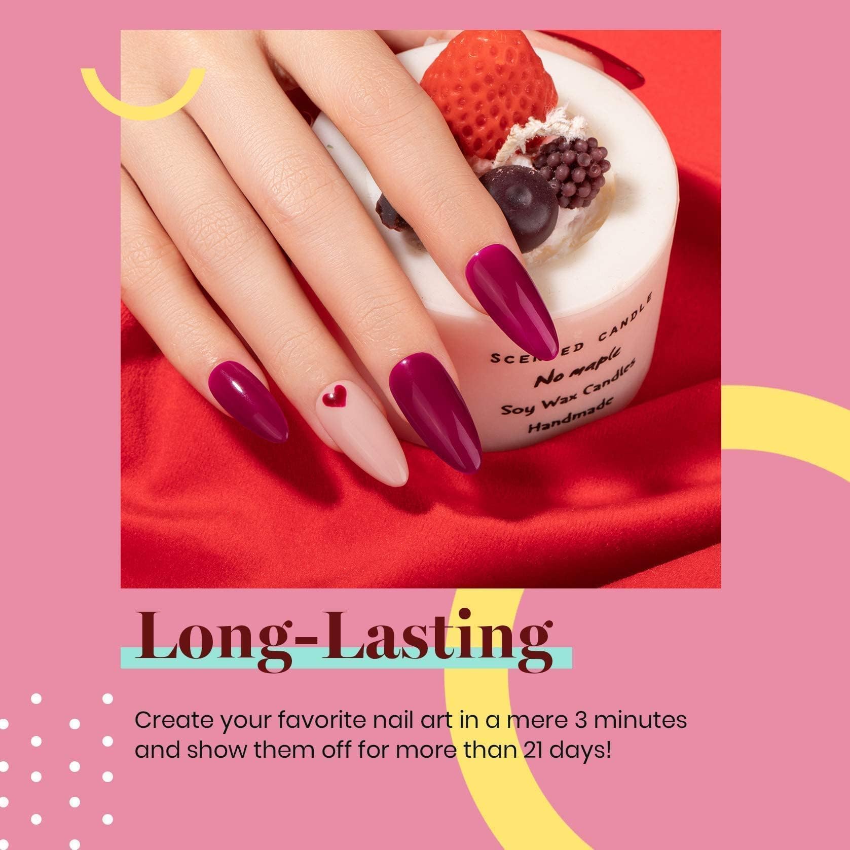 Beetles Burgundy Red gel polish on nails highlights holiday vibe and festive style