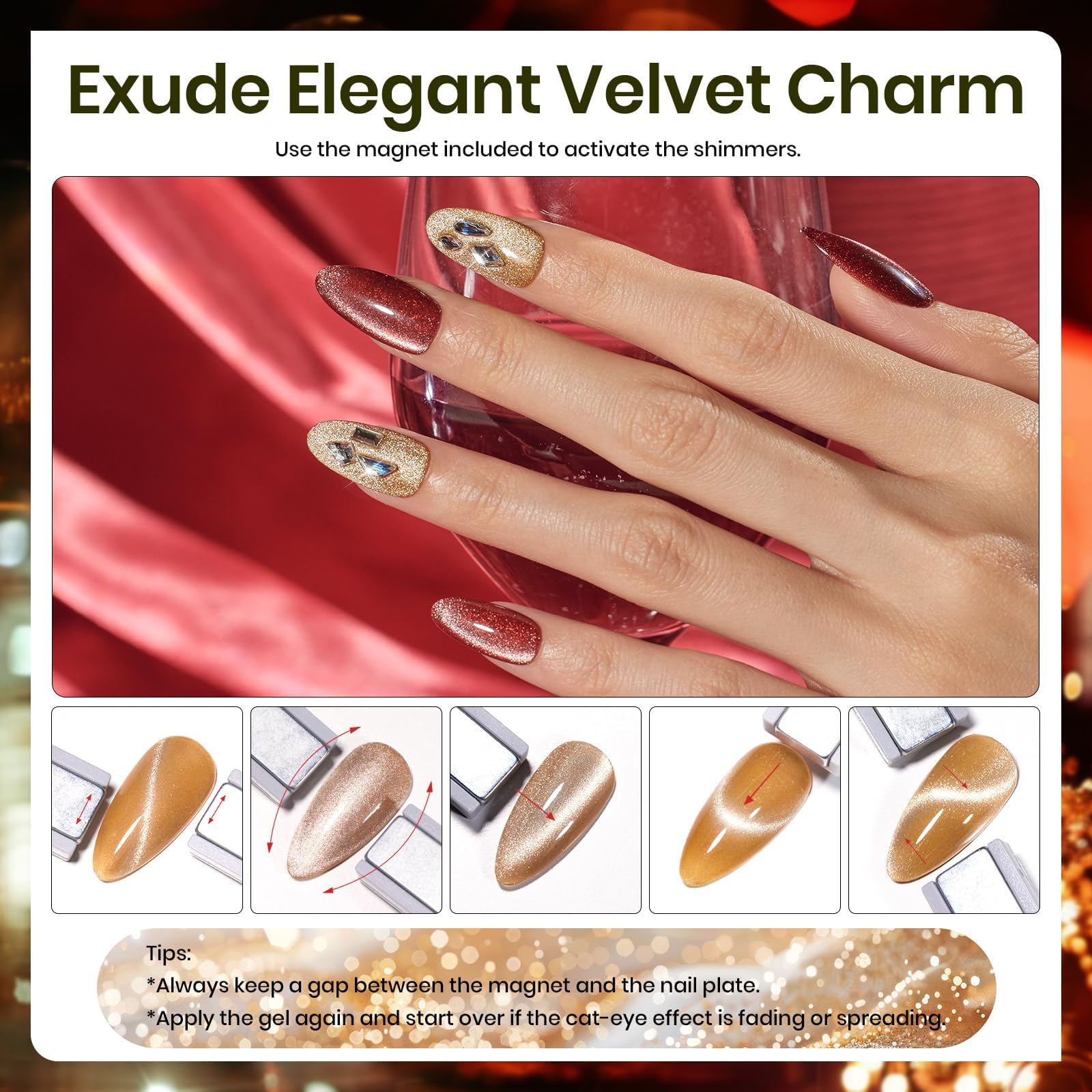 Beetles Cat Eye color swatches help choose the perfect shade.