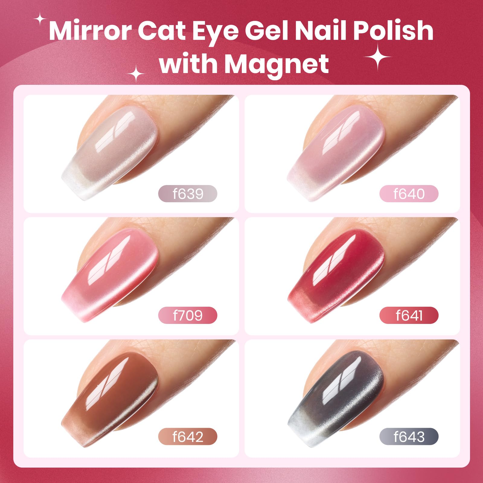 Beetles Cat Eye Gel Nail Polish Set red shade for bold accents